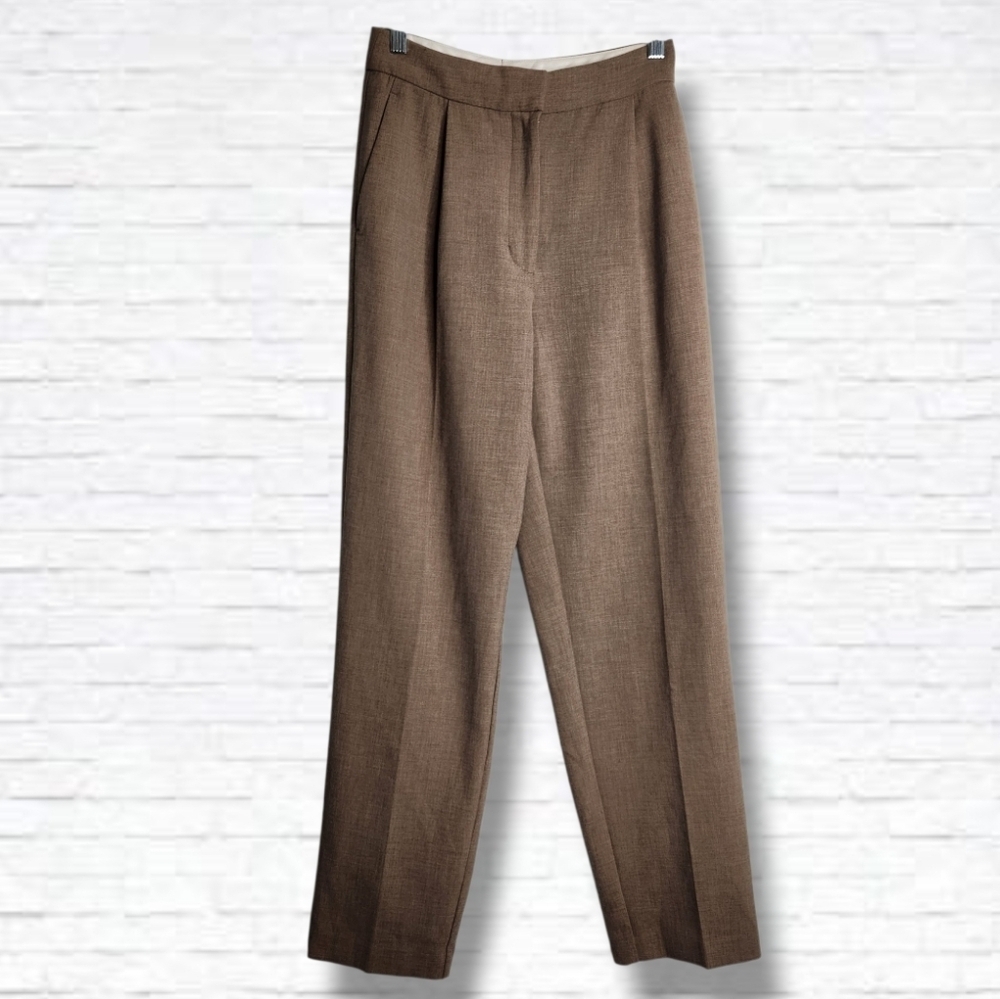 Aritzia Wilfred Ibiza High Rise Pleated Trouser Pants Size 4 In Heather Bisque - Picture 2 of 16